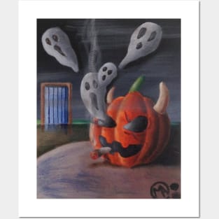 Pumpkin Breathing Out Ghosts Posters and Art